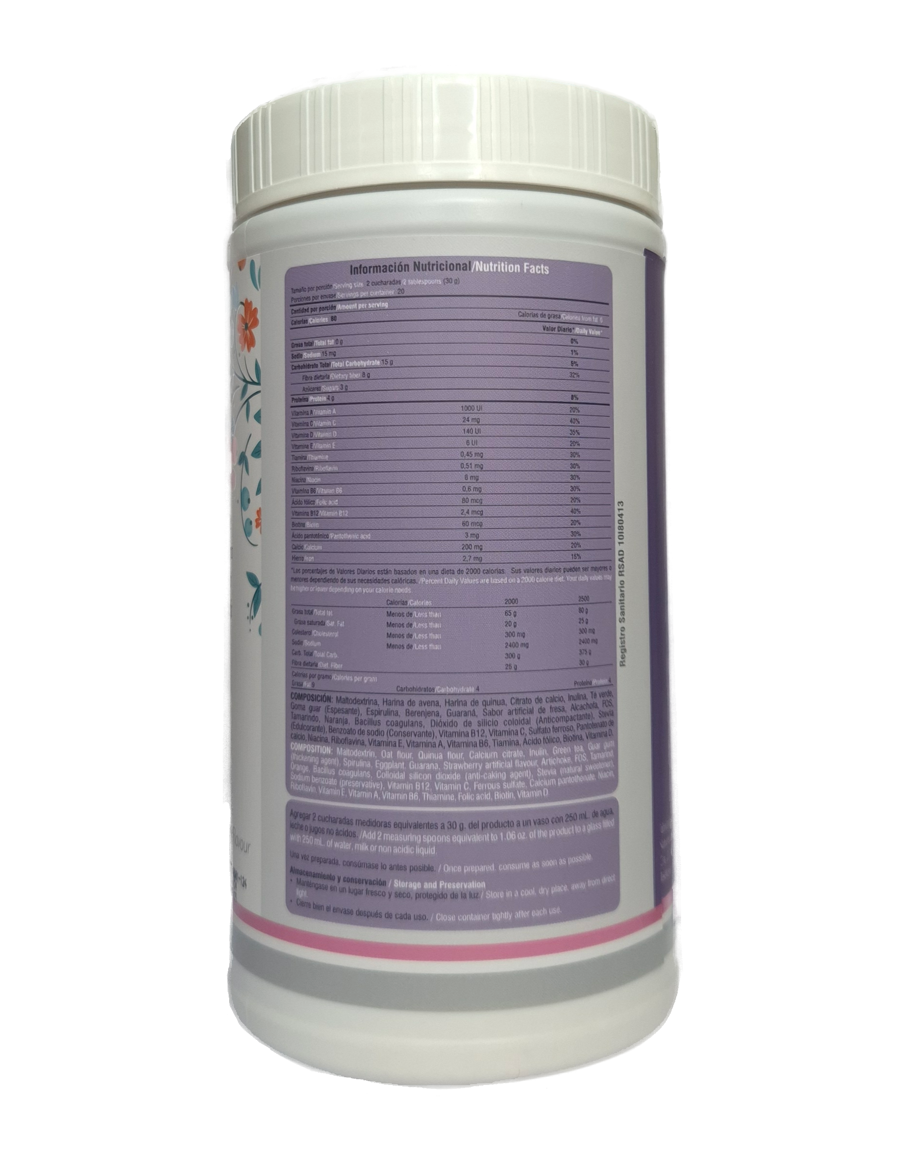 Redunat 600g - Alimento en Polvo Sabor Fresa Suplemento Natural para Control de Peso