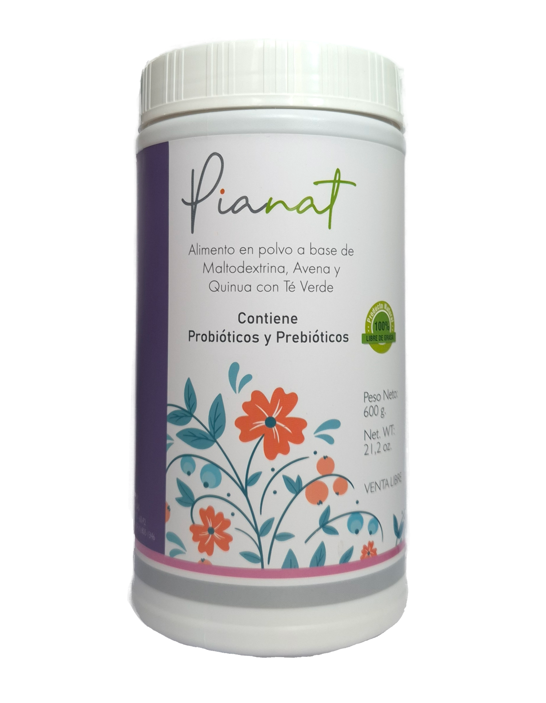 Redunat 600g - Alimento en Polvo Sabor Fresa Suplemento Natural para Control de Peso